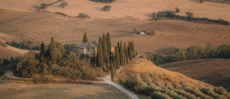 Landhuis in een landschap in Toscane