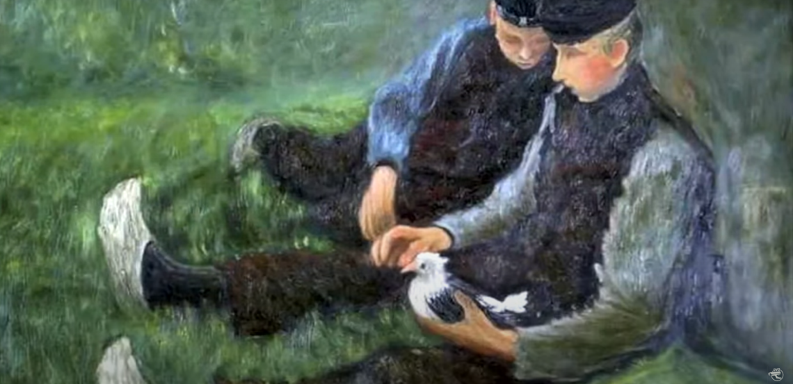 HER2301-Schuurmans-Dat-ding-met-veertjes-collectie-Kroller-Muller-Museum-1140×553 Jongens met duif. Jan Toorop. 1888. Collectie Kröller-Müller Museum.