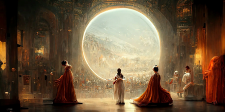 Théâtre d’Opéra Spatial Een plaatje gemaakt door AI