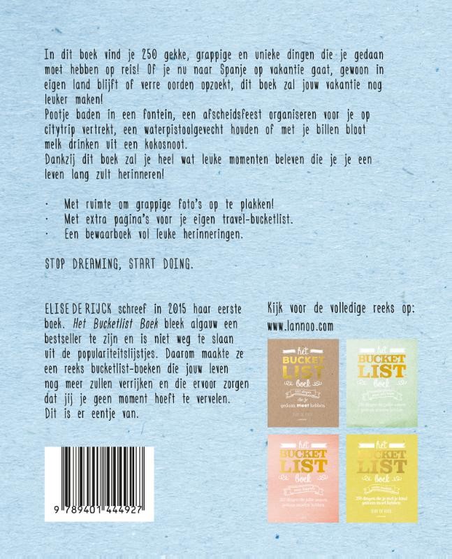 Het Bucketlist boek voor op reisbackcover