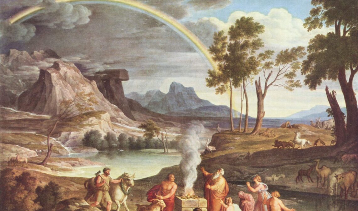 Schilderij Noach brengt een dankoffer, Joseph Anton Koch, 1814