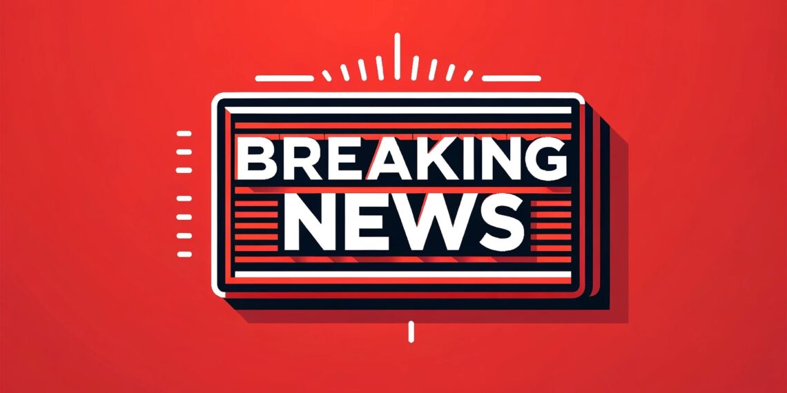 Breaking news Rood kader met in witte letters Breaking News geschreven
