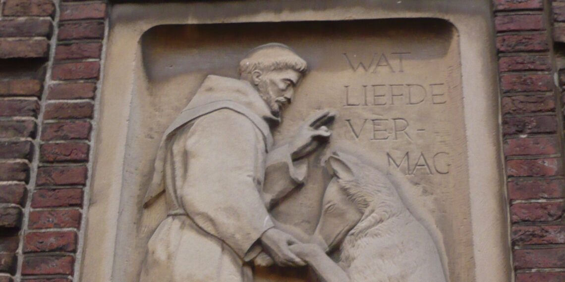 Franciscus met de wolf Beeld Franciscus met de wolf