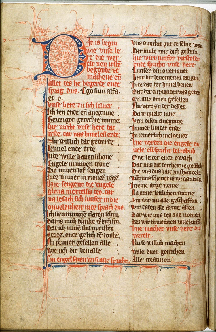 Pagina uit de Limburg Sermons, een manuscript dat tevens de Middennederlandse versie bevat van de Zeven Manieren van Minnen van Beatrijs van Nazareth.