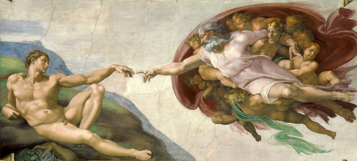 Schilderij Creation of Adam van Michelangelo