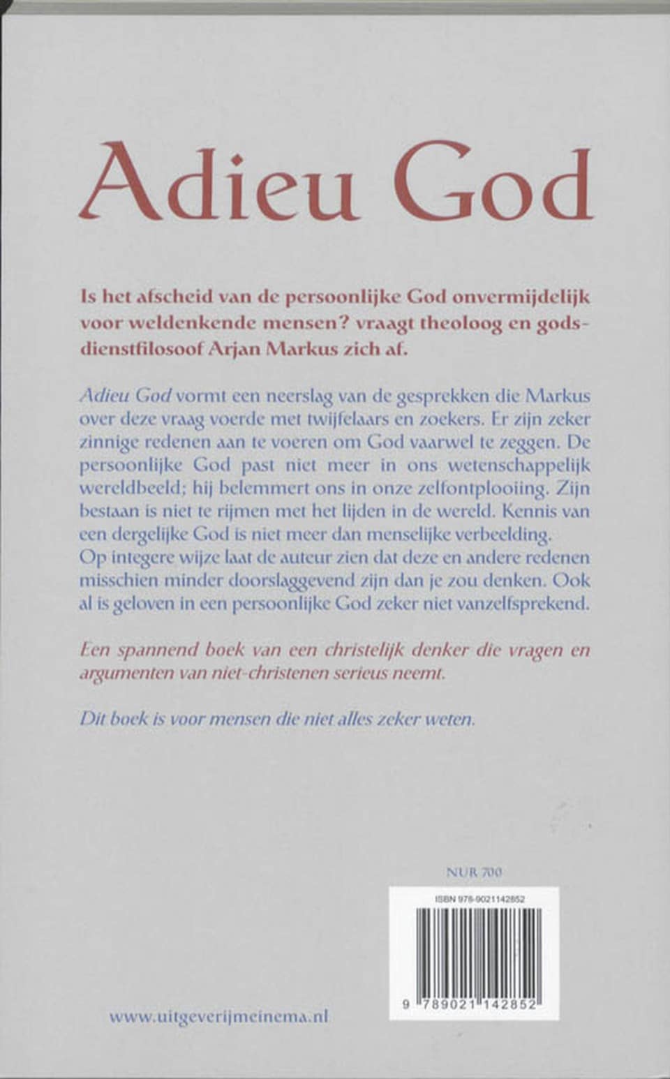 Adieu Godbackcover