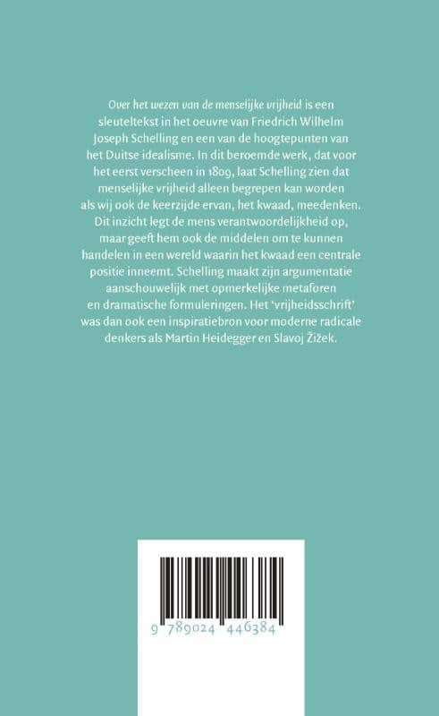 Over het wezen van de menselijke vrijheidbackcover