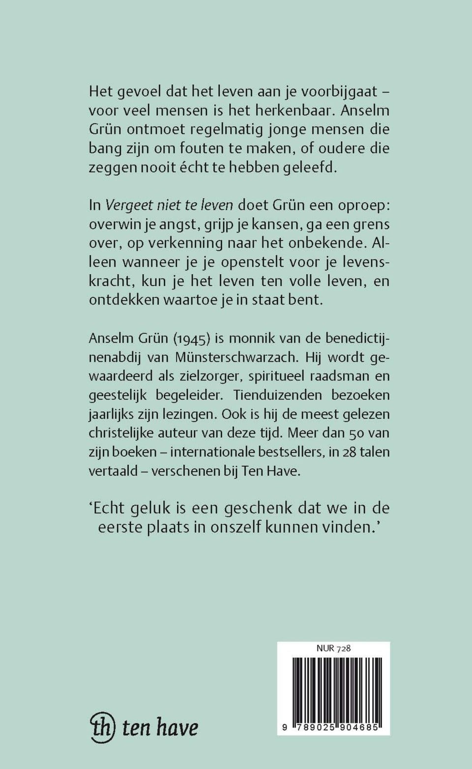 Vergeet niet te leven!backcover