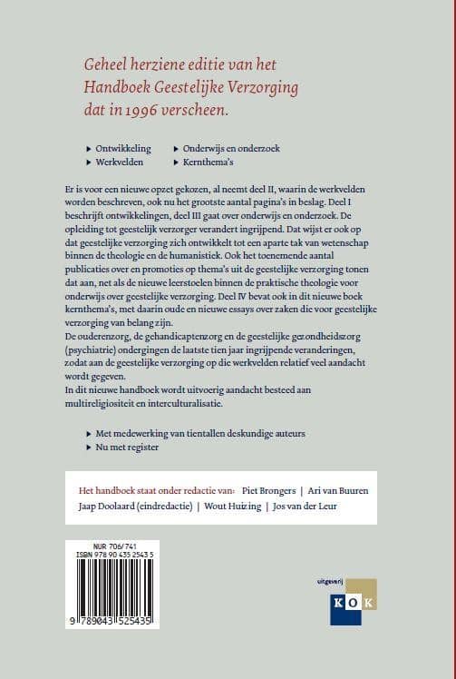 Nieuw handboek geestelijke verzorging in zorginstellingenbackcover