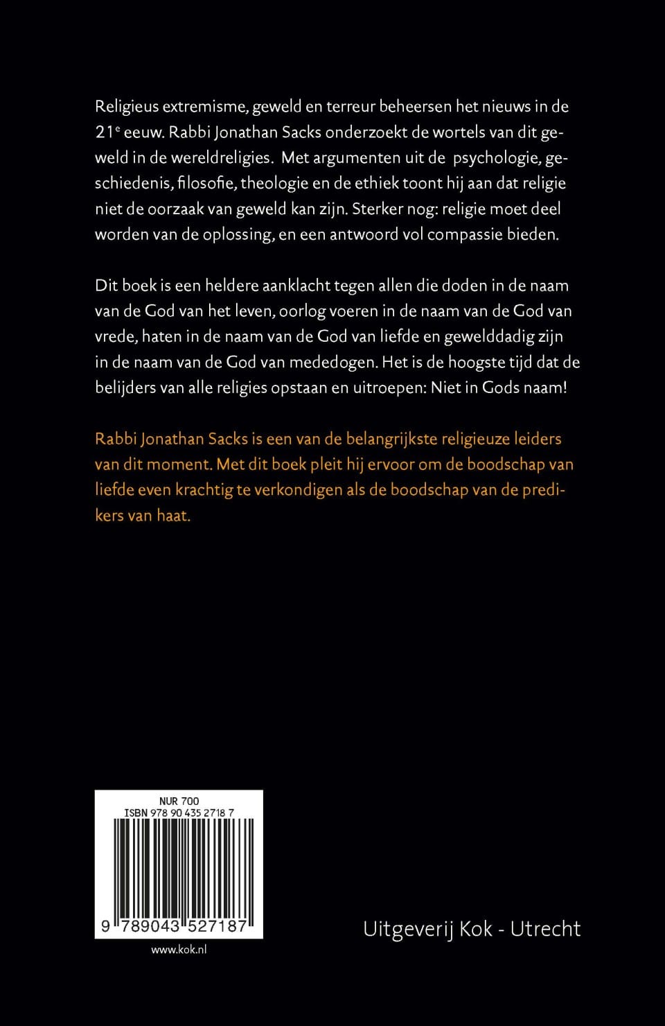 Niet in Gods naambackcover