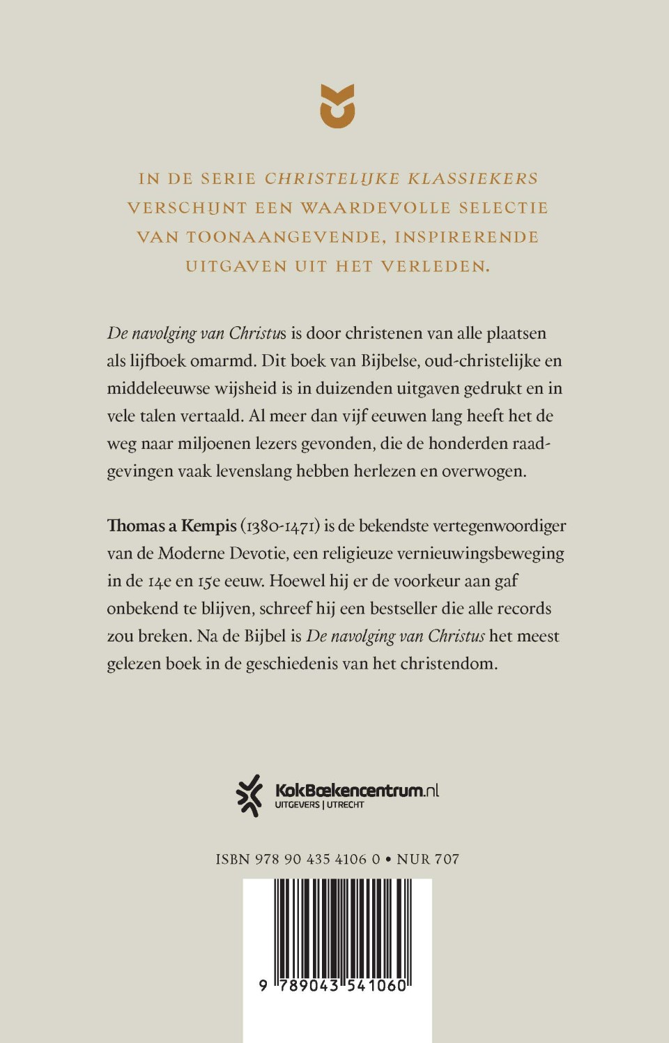 De navolging van Christusbackcover
