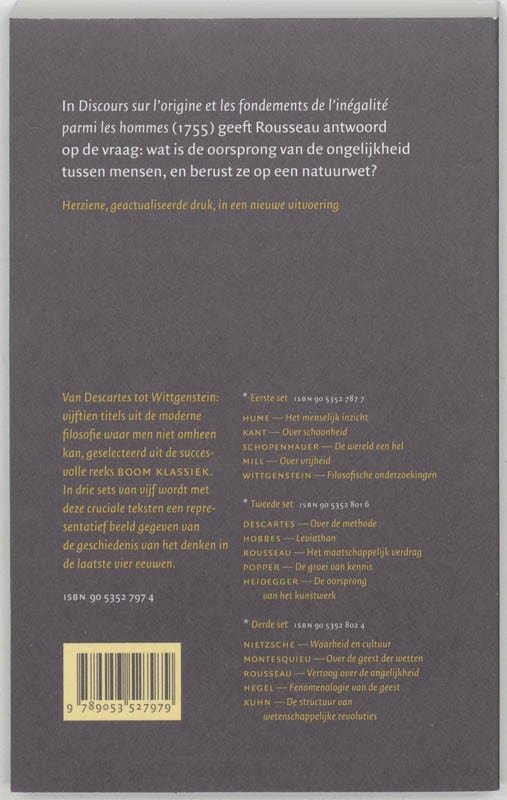 Vertoog over de ongelijkheidbackcover