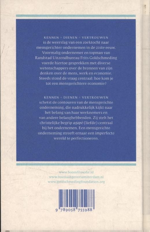 Kennen, dienen, vertrouwenbackcover
