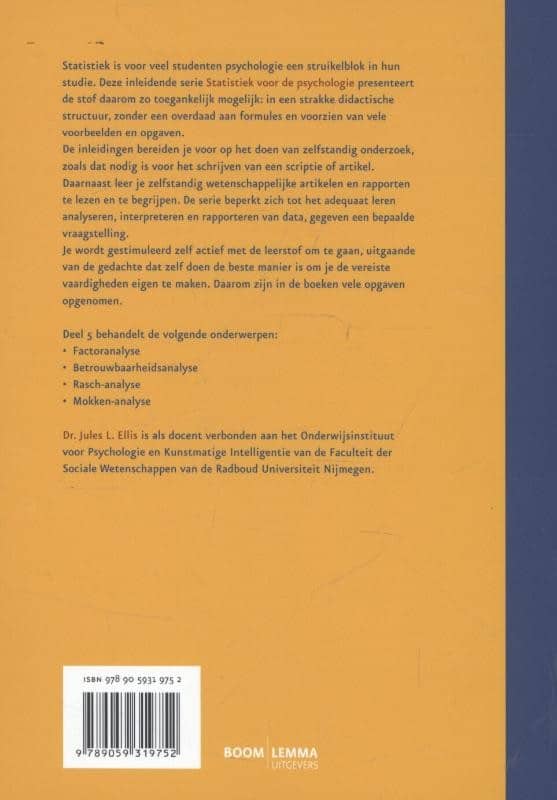 Statistiek voor de psychologiebackcover