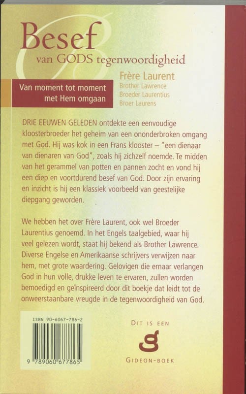 Besef van Gods tegenwoordigheidbackcover