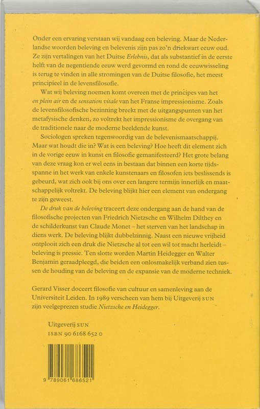 De druk van de belevingbackcover