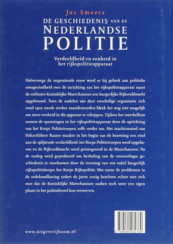 De geschiedenis van de Nederlande politiebackcover