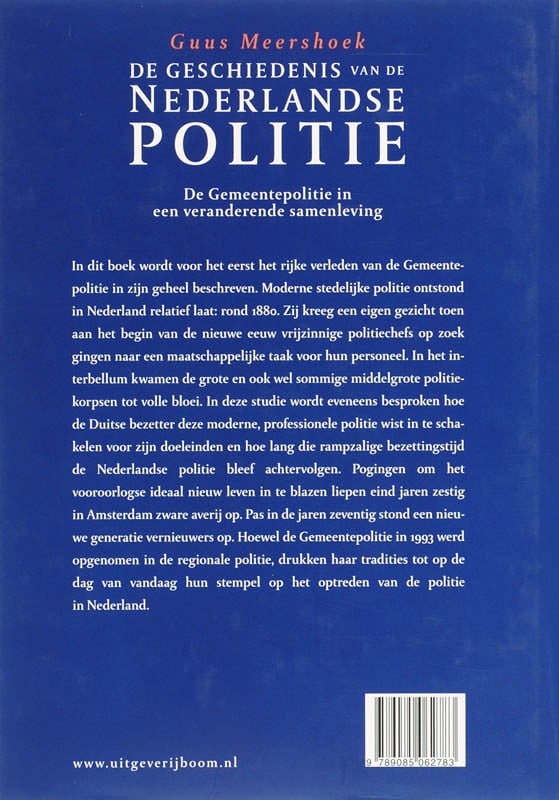 De geschiedenis van de Nederlandse politiebackcover