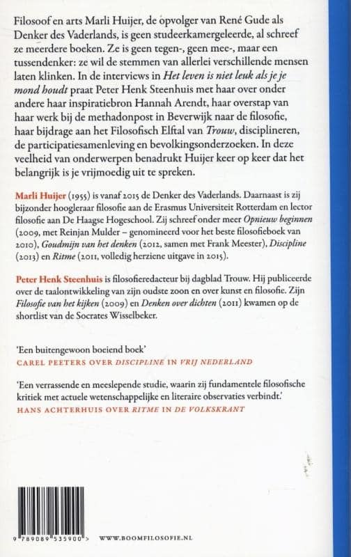 Het leven is niet leuk als je je mond houdtbackcover