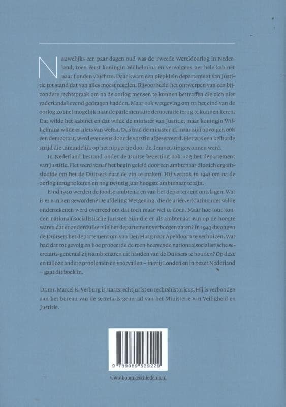 Geschiedenis van het Ministerie van Justitie 1940-1945backcover