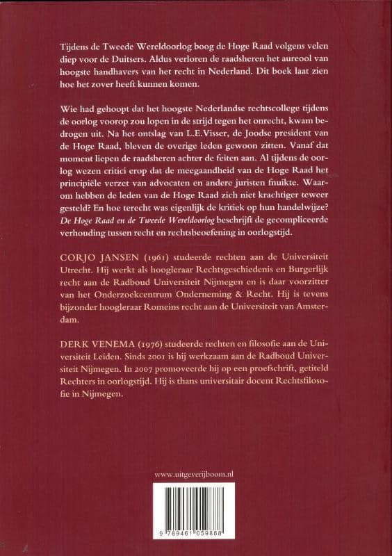 De hoge raad en de tweede wereldoorlogbackcover