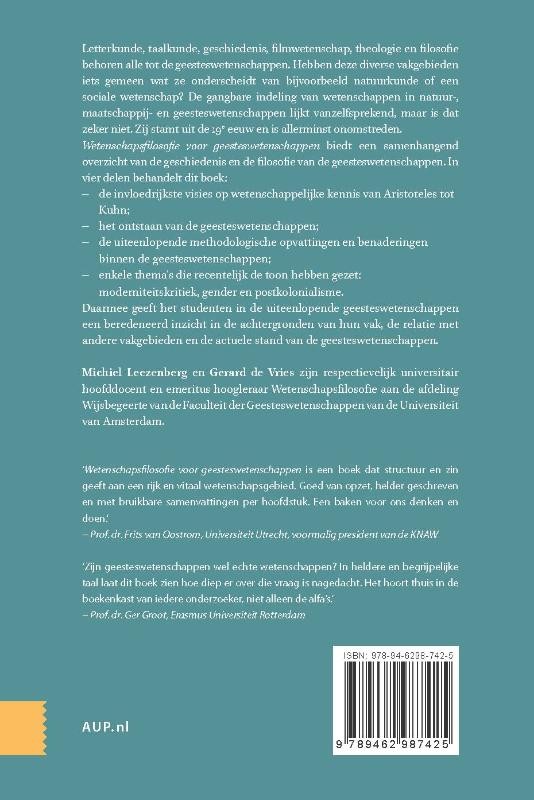 Wetenschapsfilosofie voor geesteswetenschappenbackcover