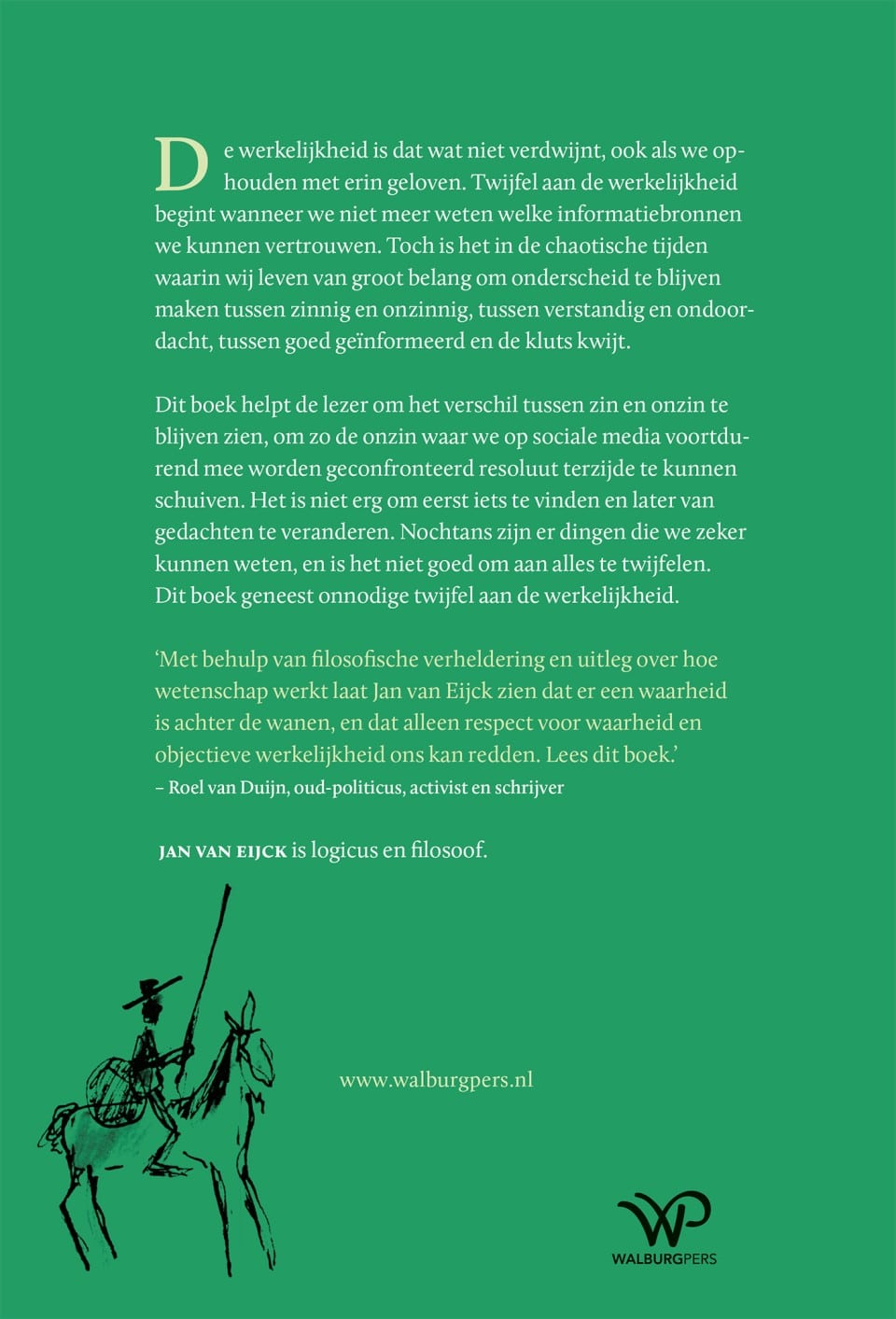 Twijfelen aan de werkelijkheidbackcover