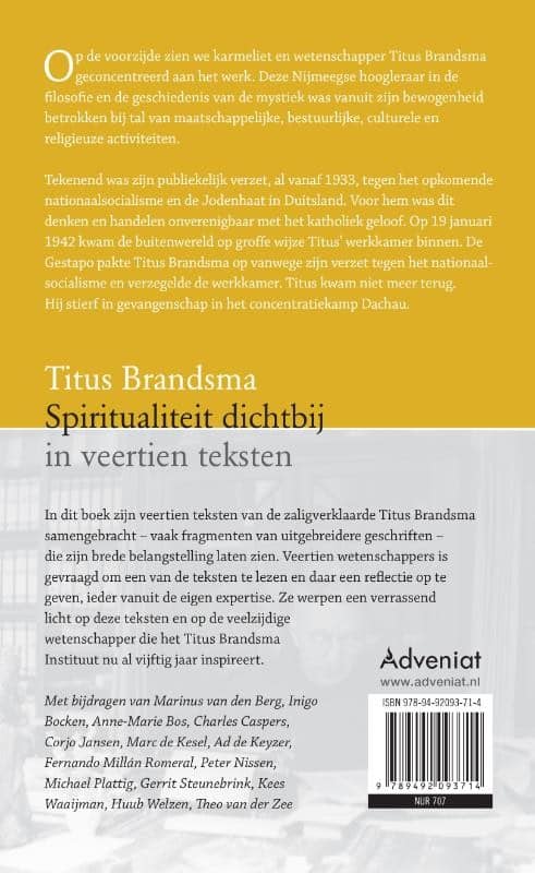 Titus Brandsma Spiritualiteit dichtbijbackcover