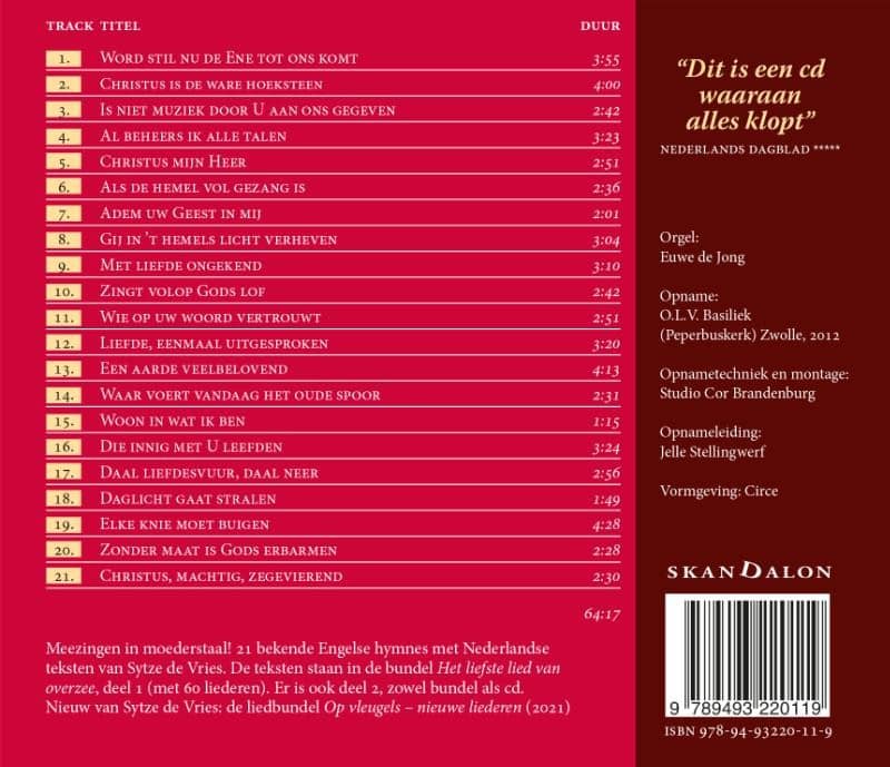 Het liefste lied van overzee – cd1backcover