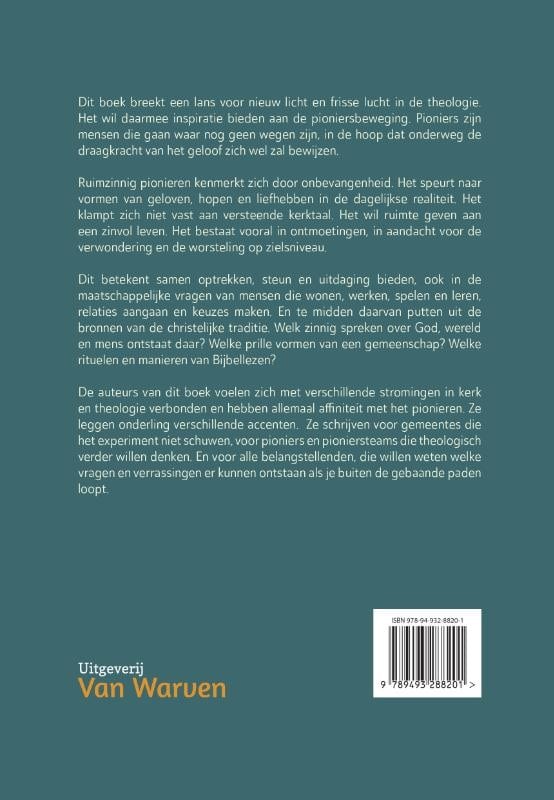 De inspiratie van ruimzinnig pionierenbackcover