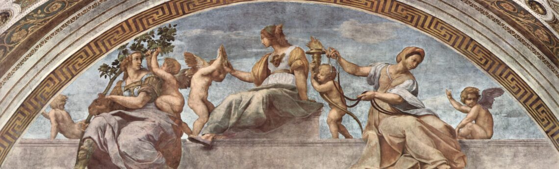 Fresco door Rafaël Santi in het oude Apostolisch Paleis in Vaticaanstad