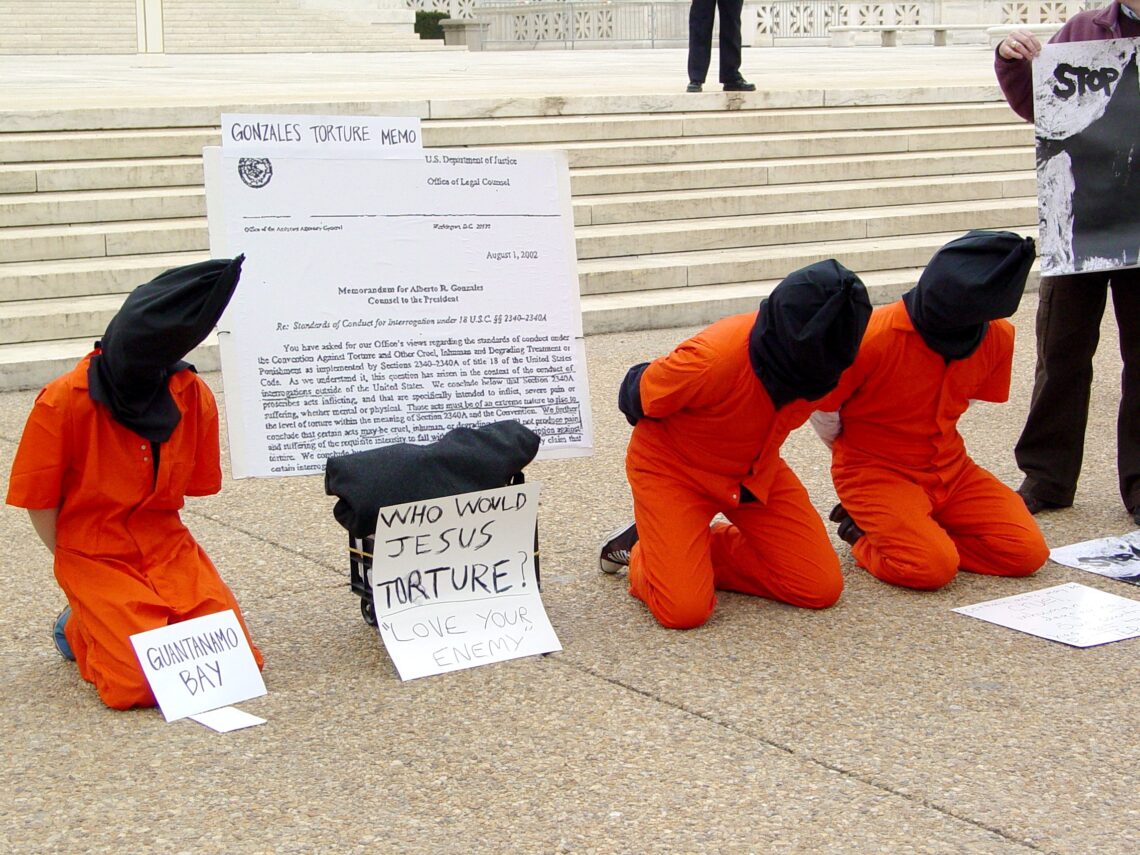 Betoging in Washington tegen de omstandigheden in Guantánamo Bay, 9 februari 2005
