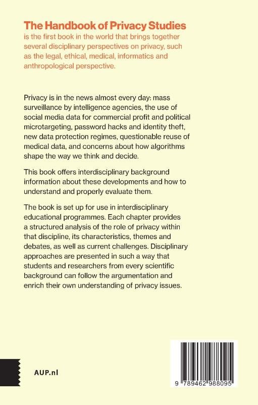 The Handbook of Privacy Studiesbackcover