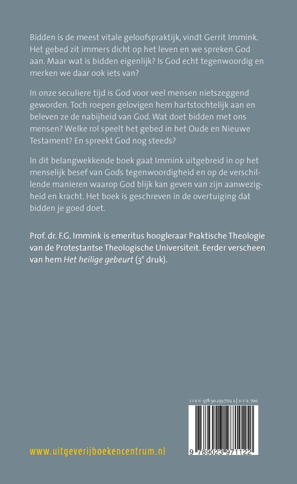 Bidden in het besef van Gods tegenwoordigheidbackcover