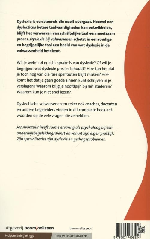 Dyslexie bij volwassenenbackcover