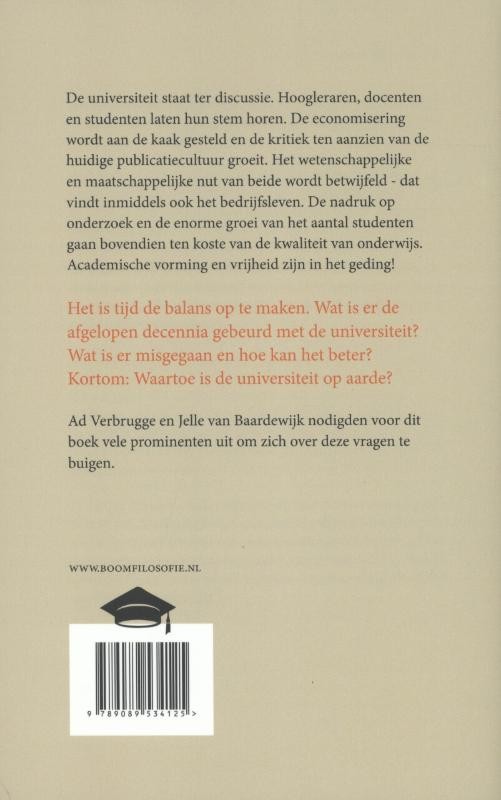 Waartoe is de universiteit op aarde?backcover