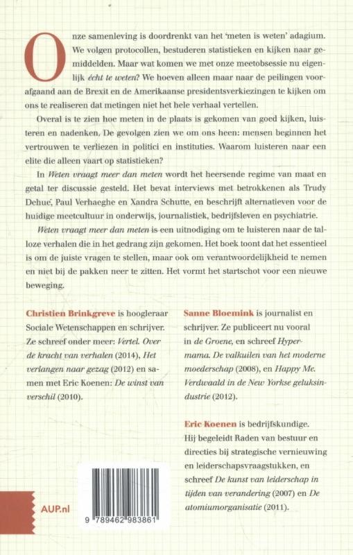 Weten vraagt meer dan metenbackcover