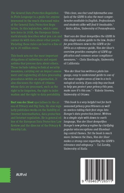 The General Data Protection Regulation in Plain Languagebackcover