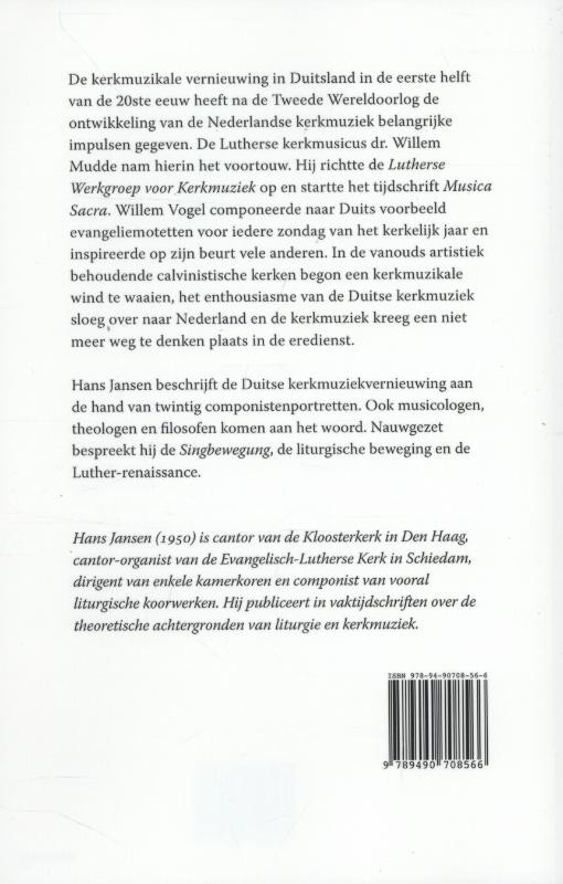 De kerkmuziek in Duitsland in het begin van de 20ste eeuwbackcover