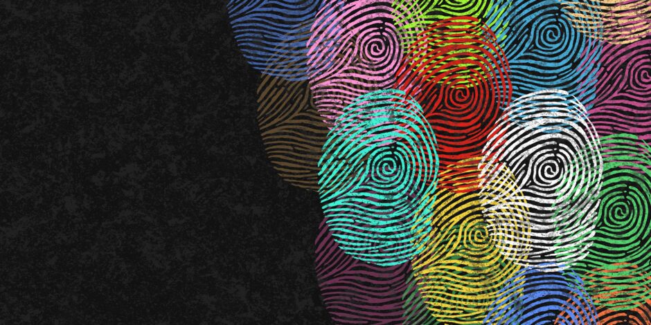 Vingerafdrukken in verschillende kleuren