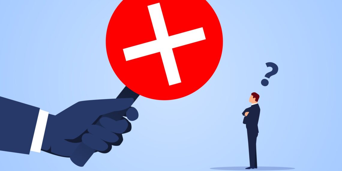 Foutmeldingsteken die zakenlieden verbiedt om te passeren