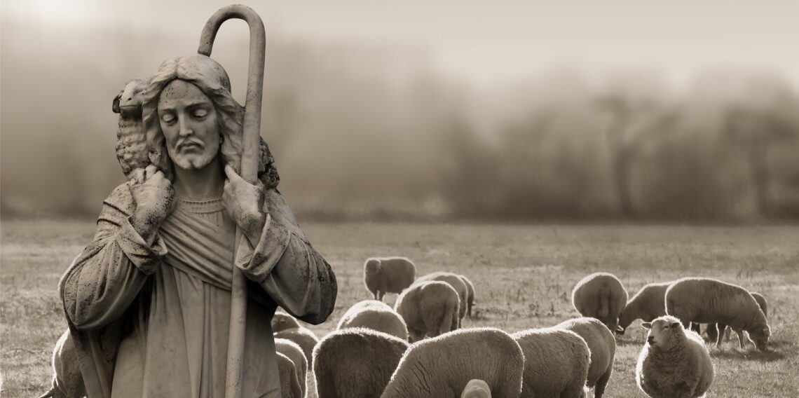 Jezus met schapen