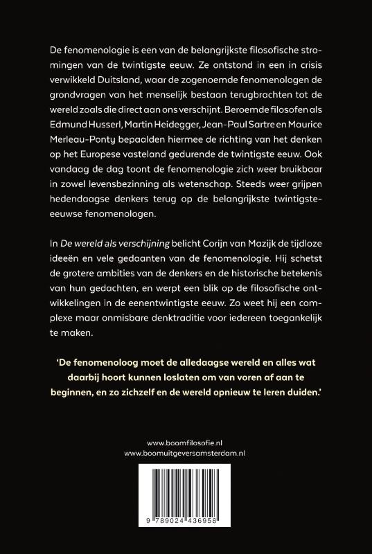 De wereld als verschijningbackcover