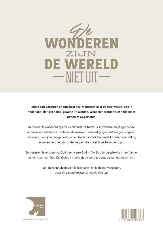 De wonderen zijn de wereld niet uitbackcover