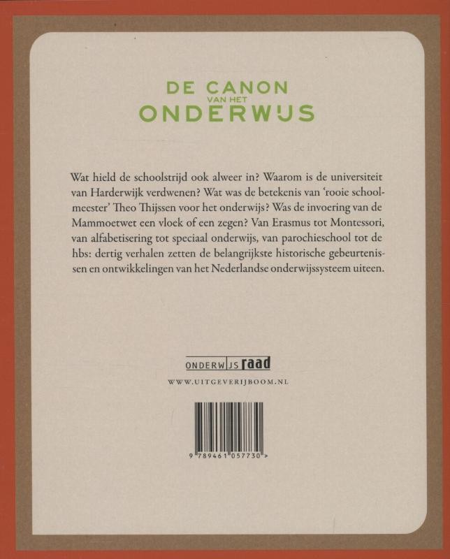 De canon van het onderwijsbackcover
