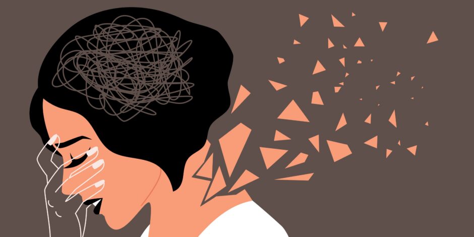 Illustratie van een piekerende vrouw