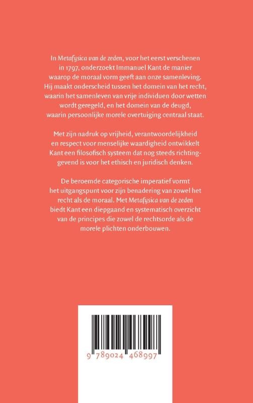 Metafysica van de zedenbackcover
