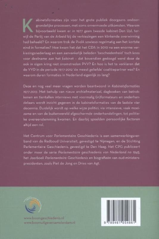 Kabinetsformaties 1977-2012backcover