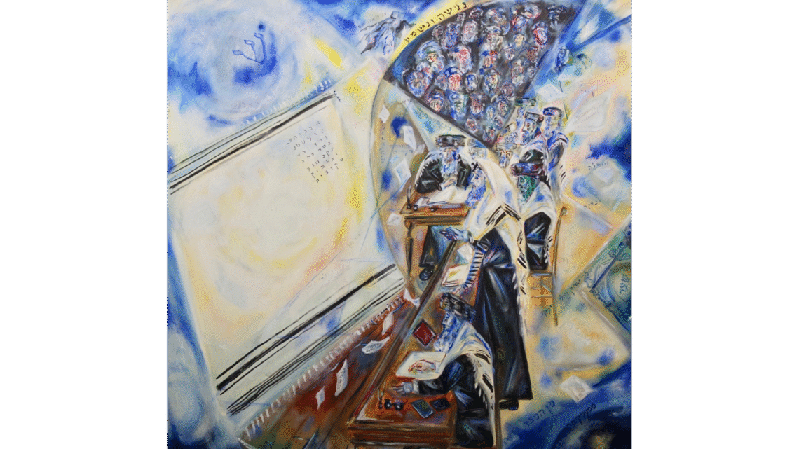 "De Rechtszaak van de Shpoler Zeide". Olieverf op doek, 91,44 X 91,44 cm, 2015