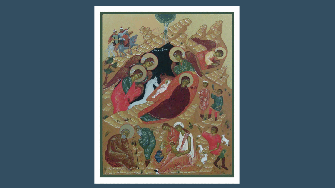 'Geboorte van Jezus'. Russische icoon uit de zeventiende eeuw.